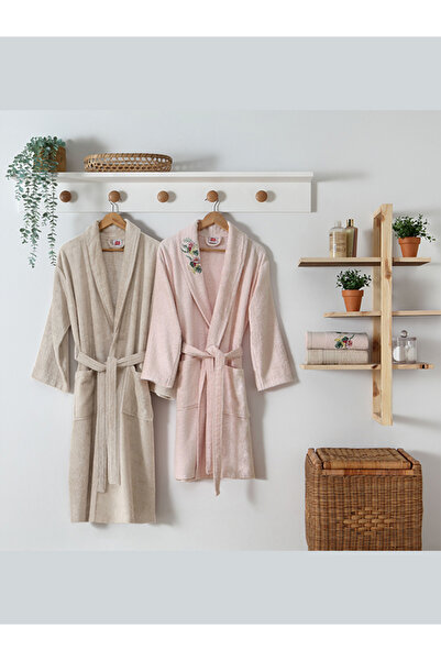 Taç Soft Bambu Aile Seti Floret Somon-kahve