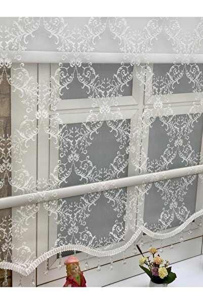 PLISED HOME Yeni Sezon Çift Mekanizmalı Tül Stor Perde Boncuklu