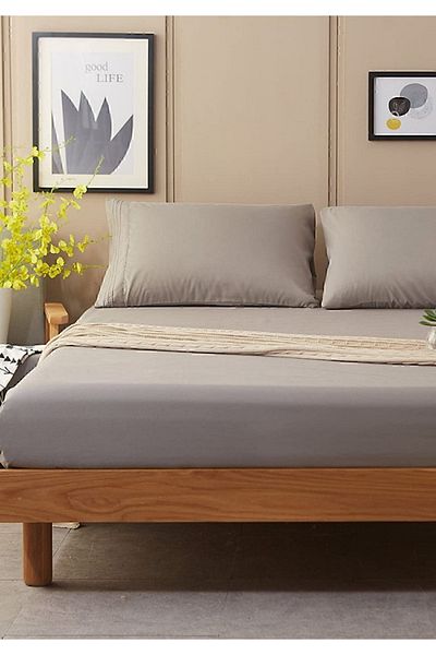 MODA HOME Cearşaf de pat din bumbac pieptănat, gri 180x200