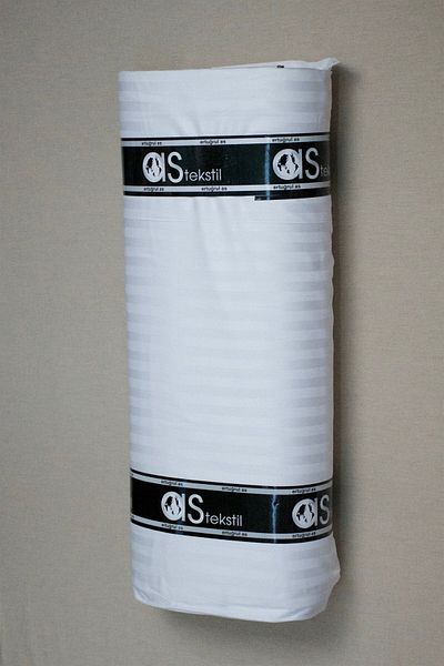 AS TEKSTİL White Striped Satin Cotton - 100% Cotton Luxury Fabric (1 Meter)