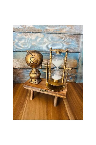DEKORANLA Küçük Dünya Temalı Dekoratif Kum Saati, Ofis ve Hobi İçin Şık Süs P...