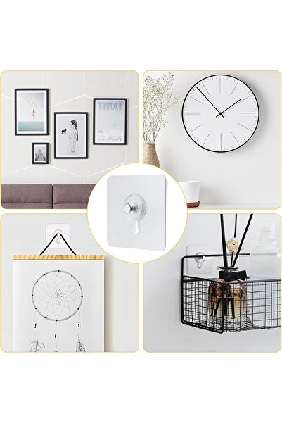MİMOZA PARK 4 Pieces Strong Adhesive Wall Screw No Drilling - Clothes Hanger Nail