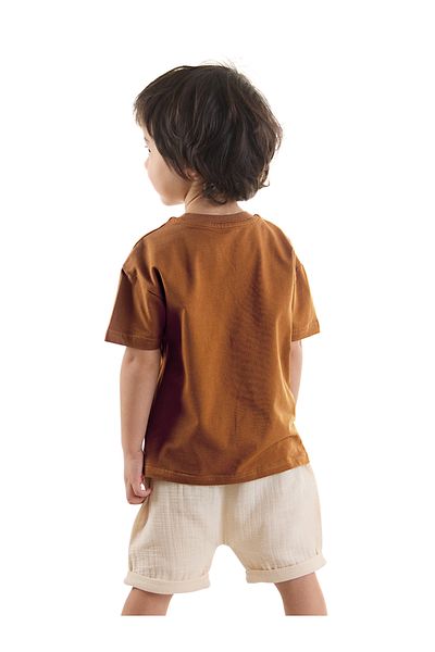 Denokids Sommerliches Musselin-Shorts- und T-Shirt-Set mit Campingauto für Baby Junge und Kind