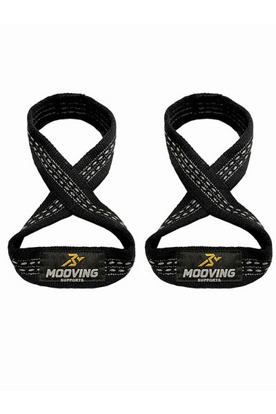mooving supports 8 Non-Rotating Raffle Weight Lifting Strap - Black