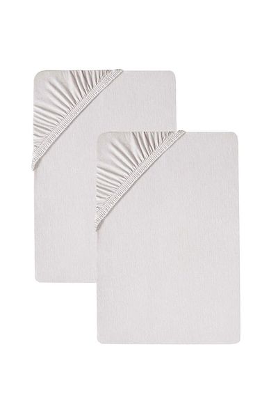 COTENCONCEPT 2-Piece 180x200 Cm Plain Cotton Double King Size Elastic Fitted Combed Cotton Bed Sheet