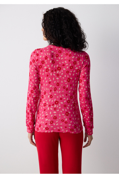 Penti Bloom Printed Fuşya Termal Pijama Üstü