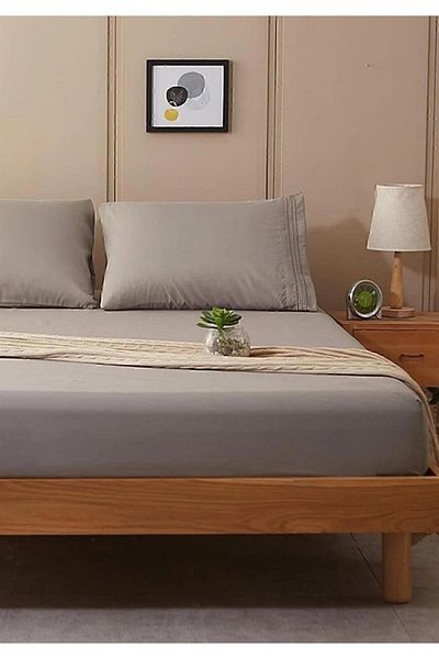 MODA HOME Cearşaf de pat din bumbac pieptănat, gri 180x200
