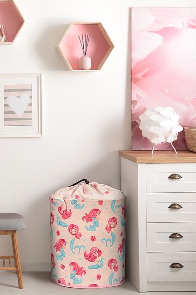 PRENDİ HOME Cutie de depozitare pentru jucării din plasă de sirenă 37x40 - Coș murdar, organizator pliabil