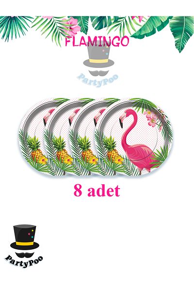 PartyPoo Flamingo Themed Plate 8 Pieces