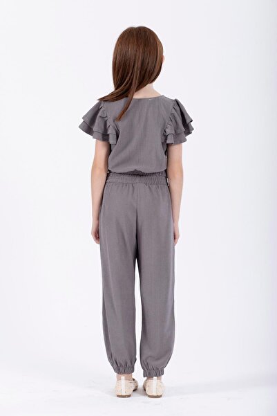 zepkids Gray Crew Neck Elastic Girl's Double Suit