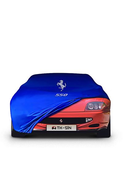 ULTRASHOP قماش سيارة متوافق مع FERRARI 550، قماش أزرق ممشط مقاوم للغبار، قماش مرآب أوتوماتيكي