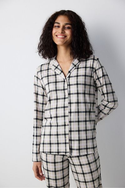 Penti Baumwoll-Alia-Pyjama-Set mit Hemd und Hose in Grau