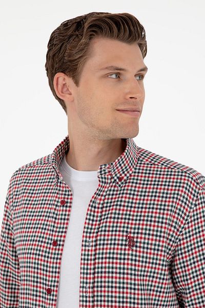 U.S. Polo Assn. Червена мъжка риза с дълъг ръкав 50297479-VR030