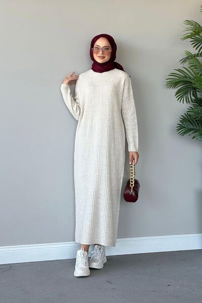 Kirazgym Dlouhé žebrované podrobné úpletové šaty