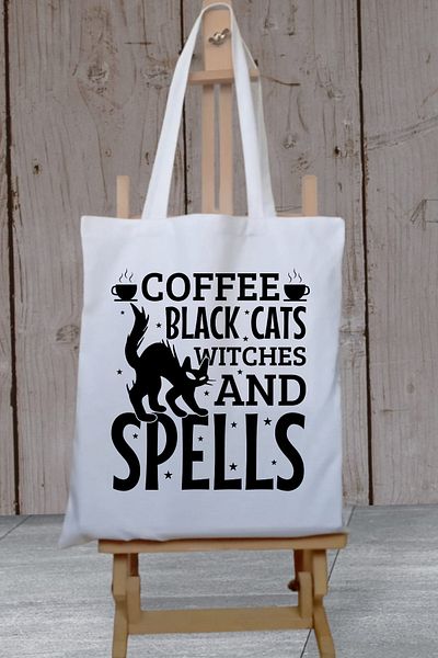 Cemira Spell Cat Coffee Geantă groasă din pânză impermeabilă Geantă de umăr din pânză