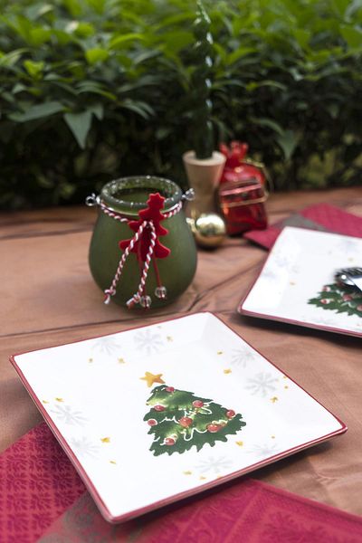CERATALE New Year 6 Pieces Square Cake Plate 19 Cm
