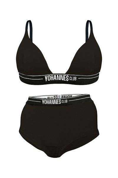 Yohannes Club Μαύρο Γυναικείο Σετ Εσώρουχα - Τρίγωνο Σουτιέν και Boyshort