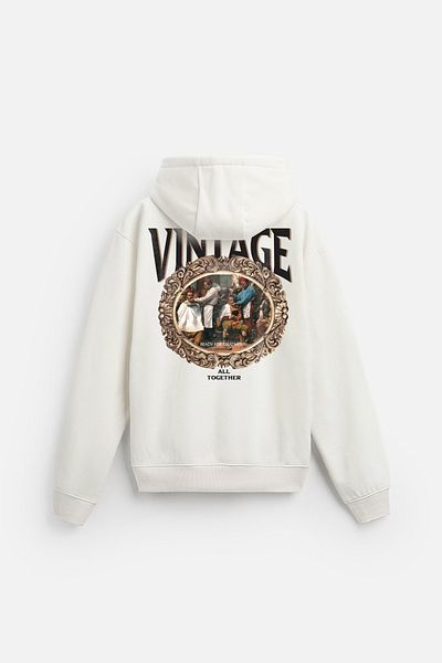 Butik Суитшърт с качулка и джоб кенгуру Trend Biz Vintage Print