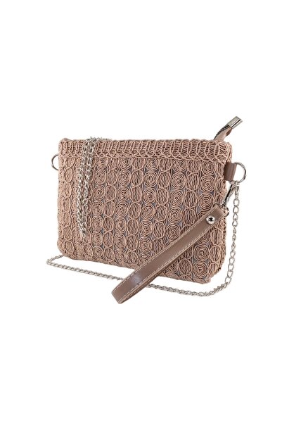 KEEBA Капучино Кольорова плетена сумочка-портфель - для вечора, вечірки та на...