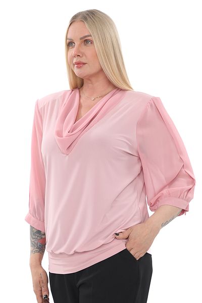 KİFAYET 22600 Degaje Collar Sleeve Chiffon Body Sandy Blouse (B103)