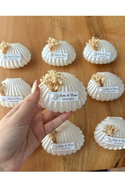 sağlamdesing İstiridye (MİKA) Içi Mumku Hediyelik 20 Adet /söz /nişan /düğün ...