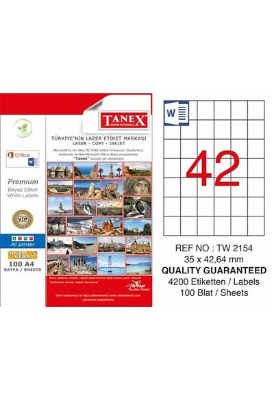 Tanex Tw-2154 Laser Label 35x42 Mm Tw2154las10100