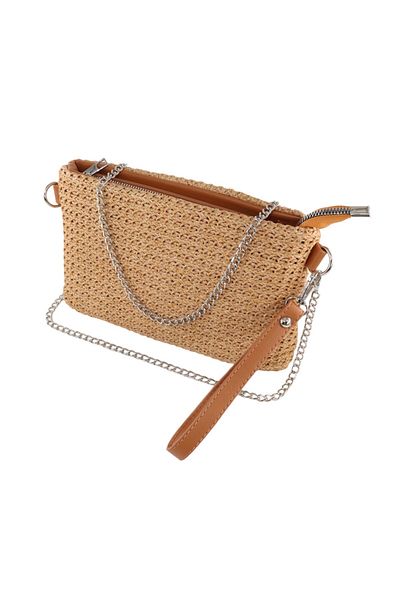 KEEBA Straw Knitted Honey Foam Portfolio - Clutch and Invitation Bag, Hand and Shoulder Bag