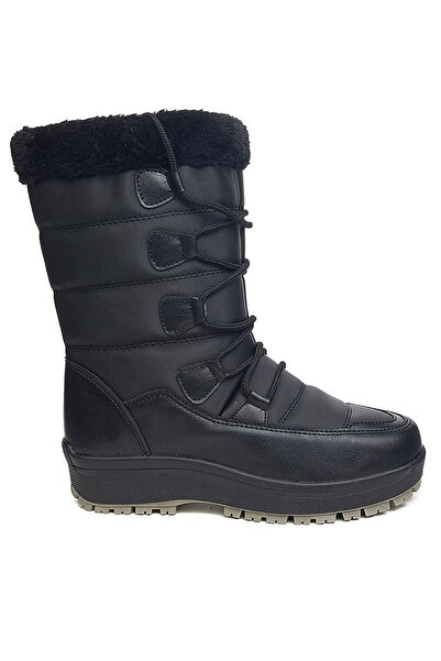 LUXEON Kadın Siyah Bağcıklı Fermuarlı Ortopedik Suya Dayanıklı Kaymaz Taban K...