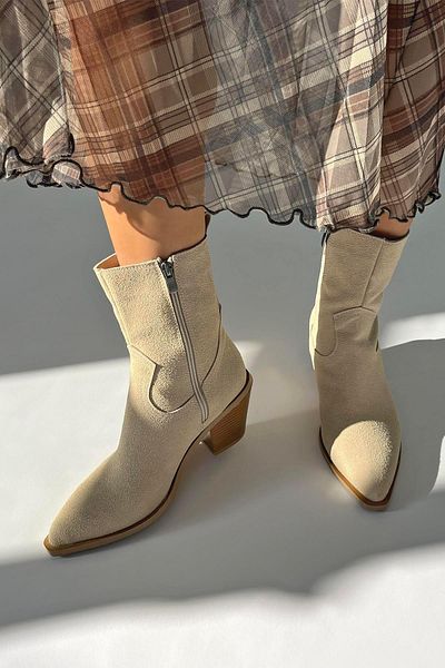 STRASWANS Beige Jose Women's Suede Heeled Boots
