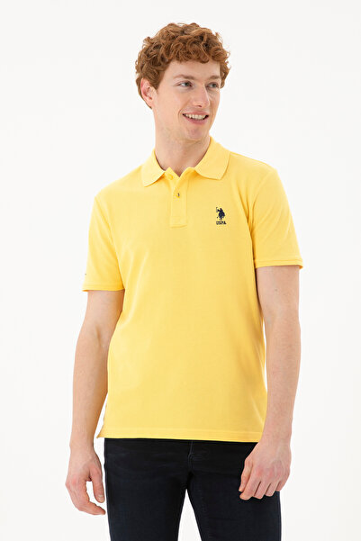 U.S. Polo Assn. Men's Slim Fit Polo Neck Yellow Basic T-Shirt 50289344-Vr044