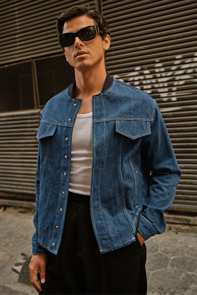 DOJA Bomber Slim Fit Orta İndigo Erkek Ceket