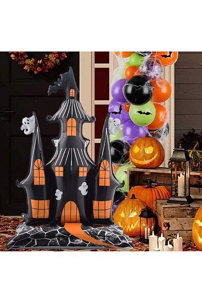 kidspartim Footed Halloween Witch Castle Foil Balloon 150X106 cm
