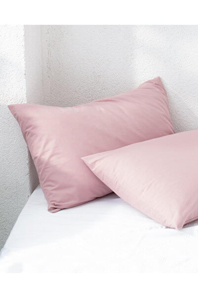 Madame Coco Manon %100 Pamuk Ranforce 2'li Düz Yastık Kılıfı Seti - Gül Kurusu