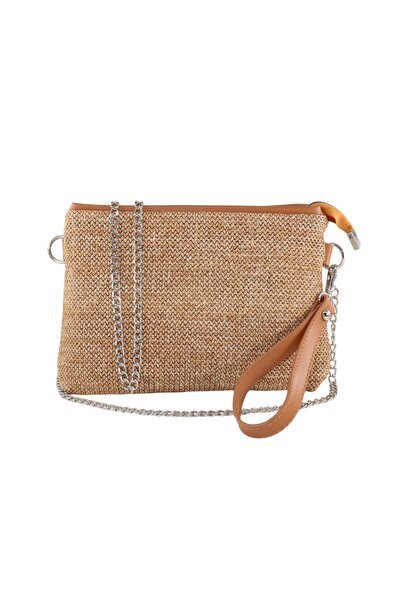 KEEBA Камел цвят тъкана кошница чанта - раменна и ръчна чанта, вечерна и парти чанта
