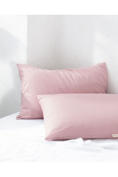 Madame Coco Manon Set of 2 Plain Pillowcases - 100% Cotton, Dried Rose