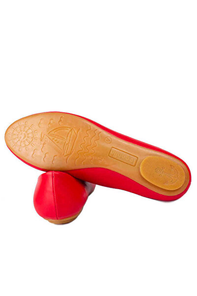 Fitbas 112008 525 Women's Red Leather Big & Small Size Ballerinas