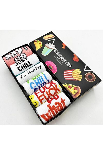 CARNAVAL SOCKS Комплект от 6 раирани и саркастични чорапи с надписи