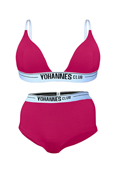 Yohannes Club Set de lenjerie intimă pentru femei - sutien triunghi și pantaloni scurți pentru băieți (ROZ/FUCHIA)