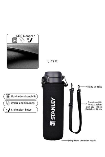Stanley Safir Kamp Neopren Termos Kılıfı Omuz Askılı Quick Flip 0.47 Lt