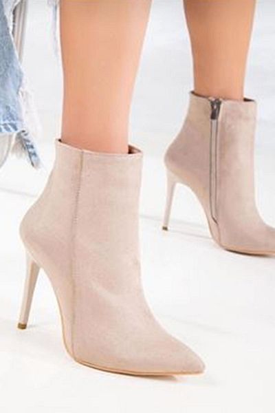 MODA MHS Γυναικείες μπότες 216 με μυτερό τακούνι Tan Suede