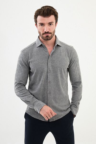 Mcr Patterned Slim Fit Men's Shirt Gray - 27001.24K