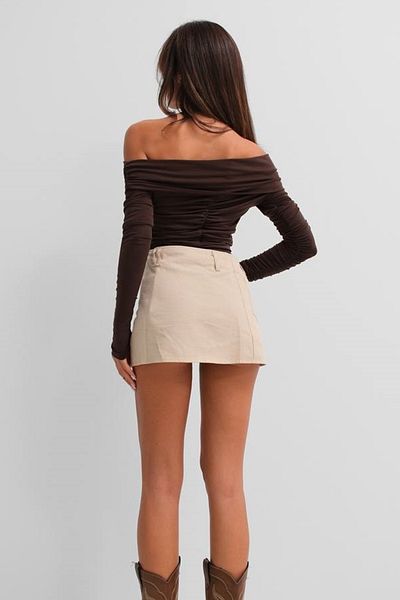 vuvutasarım New Season Shoulder Low Cut Λεπτομερής στράπλες γυναικεία μπλούζα 24W15004