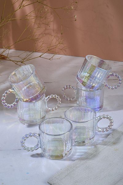 Perotti Ringo Line Luster - 100ml Cam Cup with 6 Bead Handles Espresso and Turkish Coffee Cup