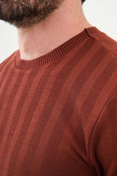 Mcr Patterned Slim Fit Crew Neck Long Sleeve Men's T-Shirt Tile - 36836.24K