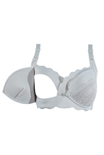 OKUS Okus - Elegant Seamless Maternity & Nursing Bra - Light Grey - Large