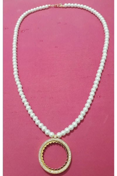 Arjew Tam Cumhuriyet Altını Takmaya Uygun Klasik Çerçeveli Inci Kolye