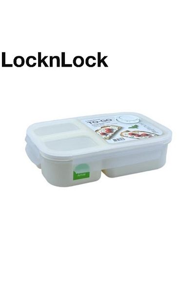 locknlock To Go Lunchbox 980ml White - Leak-Proof, Compact, Microwave Safe