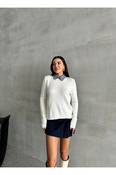 Laluvia Bone Lady Pullover mit Polokragen-Zubehör-tk 241145