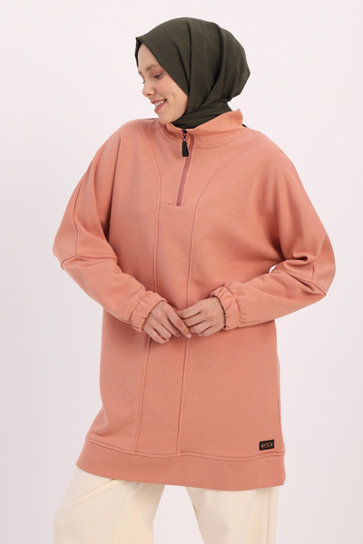 ALLDAY Somon Dik Yaka Fermuarlı Sweat Tunik