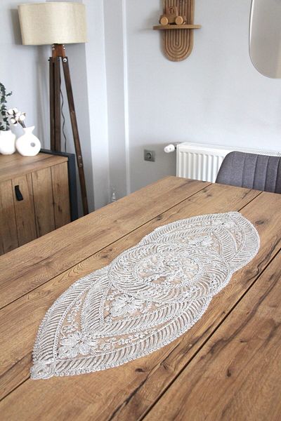 DDHOME 100x35 cm dantelă cu sclipici Fiskos Runner de masă - Detaliu tricotat, 2006-ORTAYVRLK